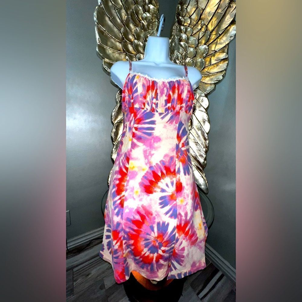 Vintage Y2K Verge Girl Maxi Tie Dye Mini Dress,